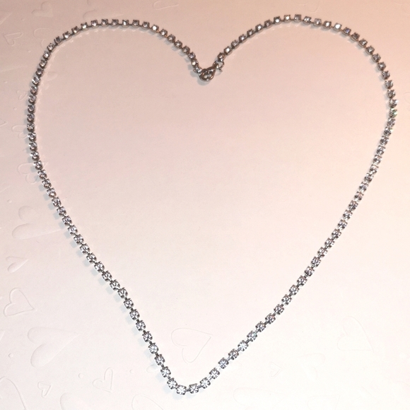 Silver tone rhinestone necklace 🧱🔥 - Picture 1 of 4